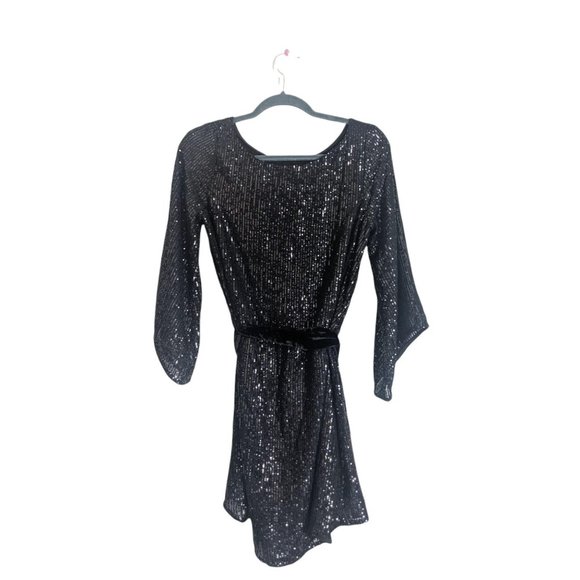 Anthropologie Starling Sequined Tie Tunic Dress S - Picture 3 of 10